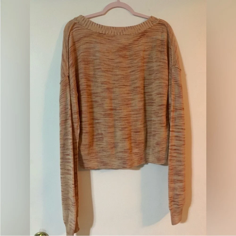 FREE PEOPLE Mercury Heathered Henley Sweater in Rosy Pink
